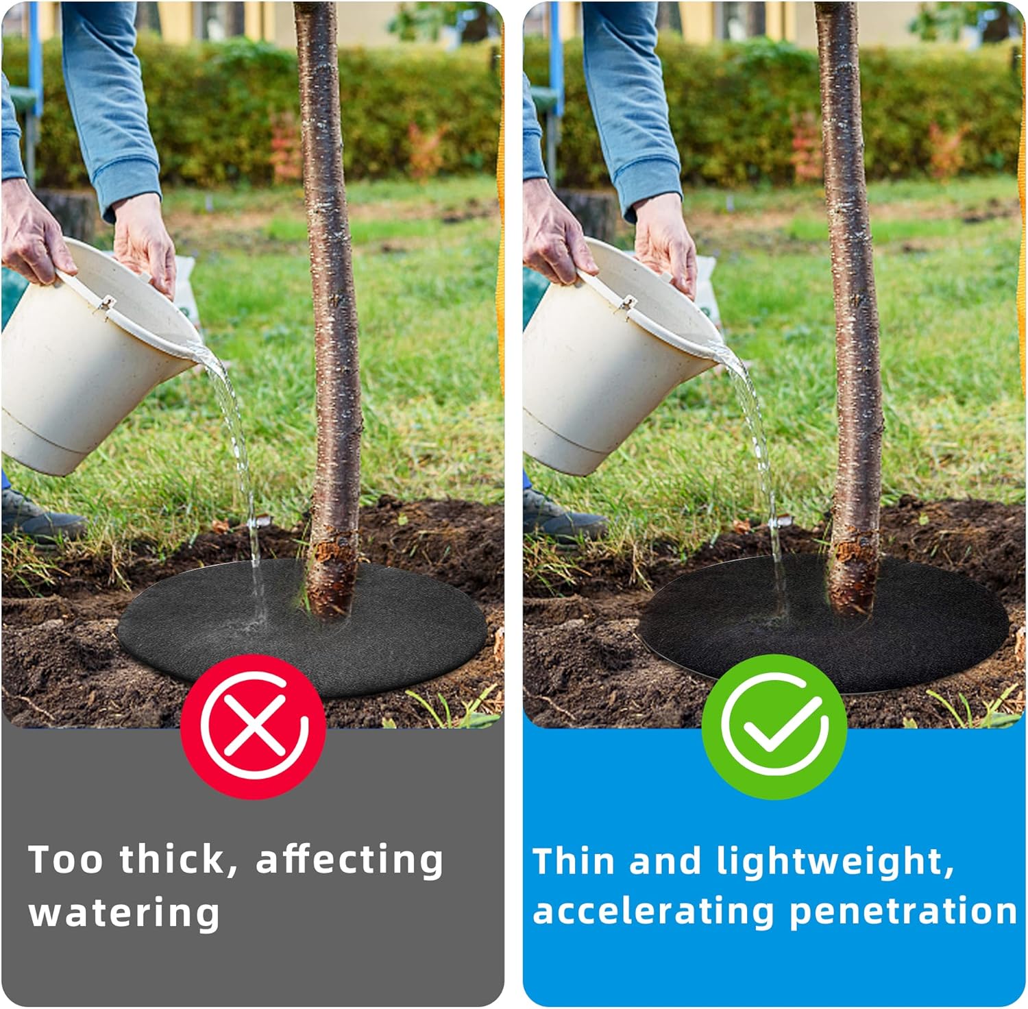 4 Pack 32.3 Inch Non-Woven Tree Mulch Ring - Degradable Tree Protector Mat, Reusable Tree Weed Barrier Mat V1258-DP02-WO-770