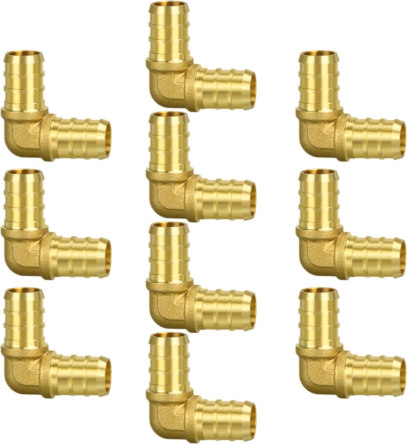 10 Pack 1/2" PEX Elbow Fittings, Brass Fittings for PEX Tubing Pipe V1258-DP02-WO-780