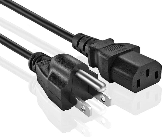 Universal PC Power Cord - 3 Prong AC Power Cable Replacement for Computer, Monitor, Scanner, Printer - IEC V1258-DP02-WO-784