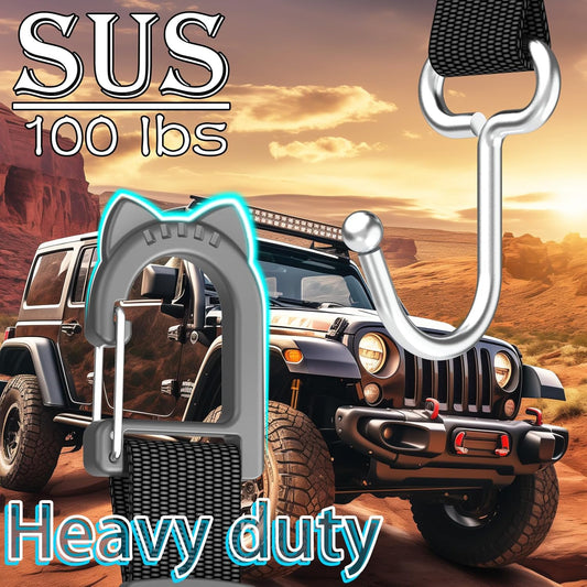 Car Headrest Hooks 2-Pack - Heavy Duty Metal Seat Hooks for Purses, Handbags & Grocery Bags - 100 LBS Load - V1258-DP02-WO-787
