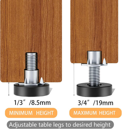 1/4" Thread Leveling Feet, 12 PCS Adjustable Furniture Levelers with T-Nuts, Threaded Screw-in Table Feet for V1258-DP02-WO-789
