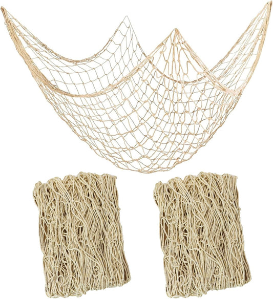 2 PCS Fish Net Decorations, 80 x 40 Inch, Ocean Themed Party Decor Beach, Nautical Wall Hanging Fishing Net V1258-DP02-WO-79