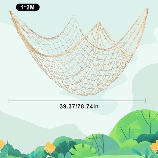 2 PCS Fish Net Decorations, 80 x 40 Inch, Ocean Themed Party Decor Beach, Nautical Wall Hanging Fishing Net V1258-DP02-WO-79