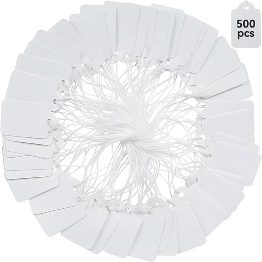 Price Tags with String Attached, 500pcs White Smooth Surface Marking Merchandise Strung Tag Writable Label V1258-DP02-WO-790