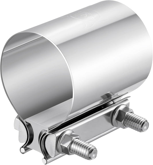 2.5 inch Exhaust Clamp, 2 1/2" Butt Joint Band Clamp Sleeve Coupler Stainless Steel for V1258-DP02-WO-802