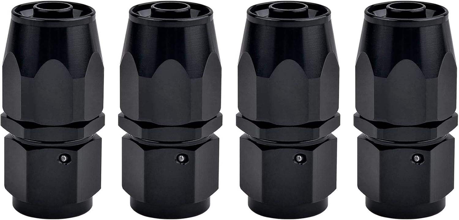 6AN Hose End Fitting Straight Swivel for CPE Braided Hose Black 4PCS V1258-DP02-WO-804