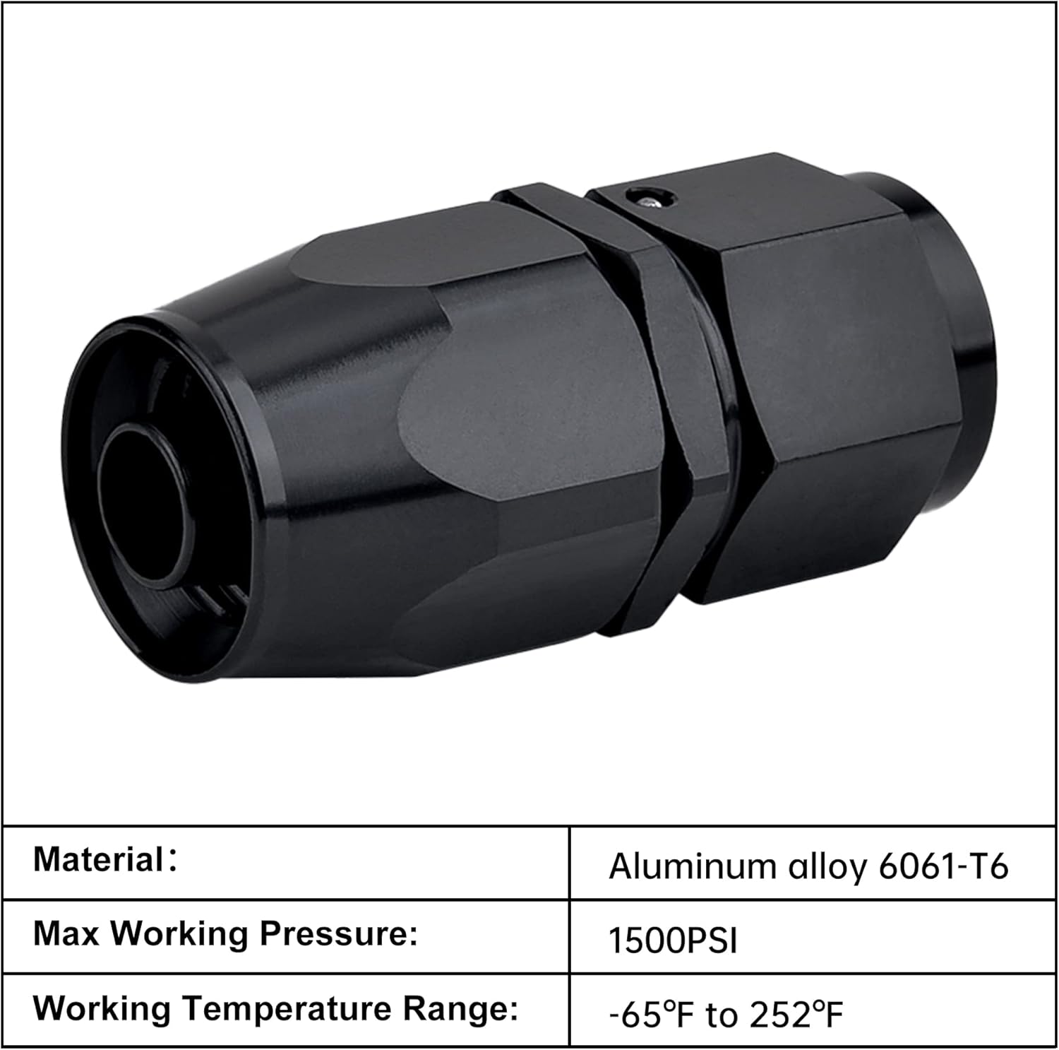6AN Hose End Fitting Straight Swivel for CPE Braided Hose Black 4PCS V1258-DP02-WO-804