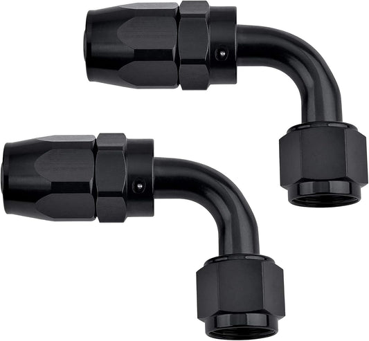 6AN Hose End Fitting 90 Degree Swivel for CPE Braided Hose Black 2PCS V1258-DP02-WO-805