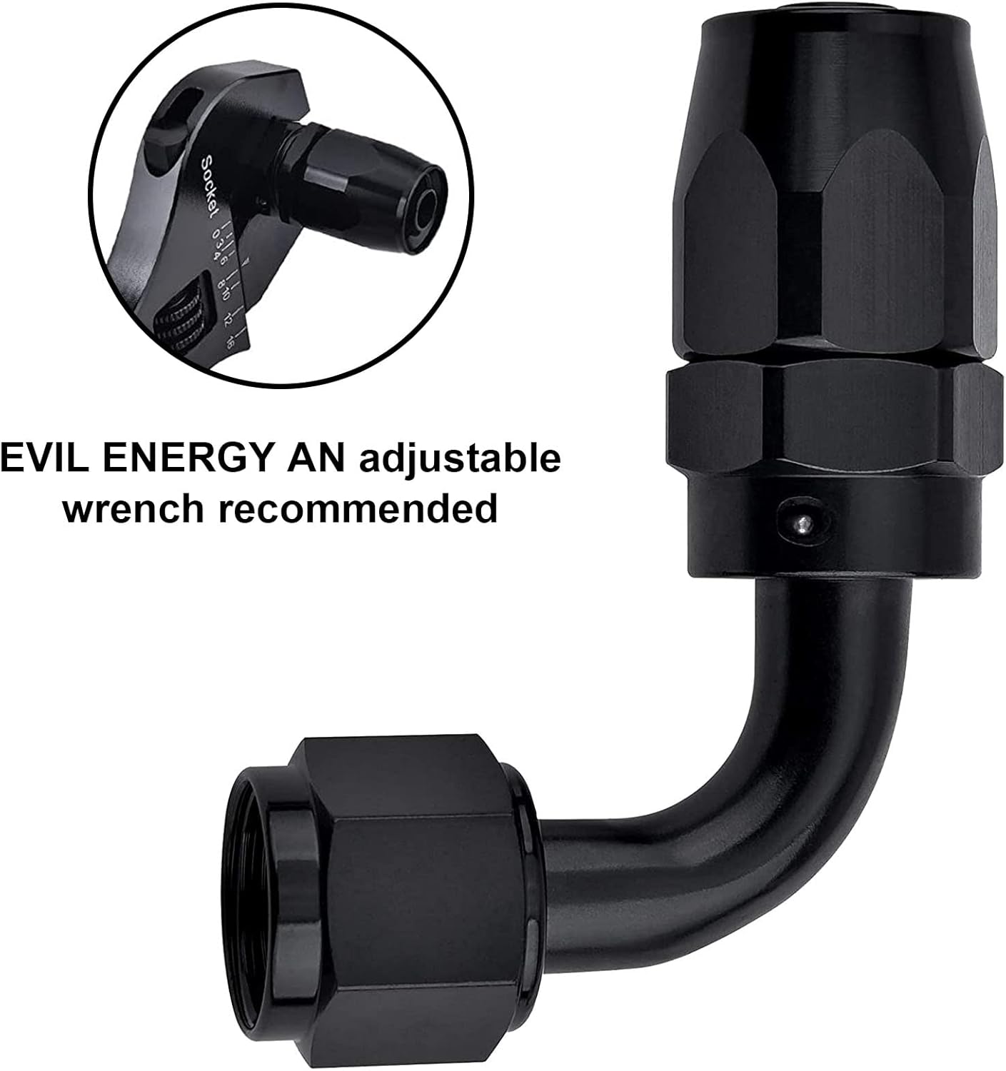 6AN Hose End Fitting 90 Degree Swivel for CPE Braided Hose Black 2PCS V1258-DP02-WO-805