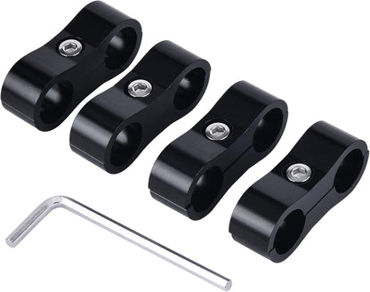6AN Hose Separator Clamp, AN6 Fuel Line Mounting Clamp Aluminum Black 4PCS V1258-DP02-WO-807