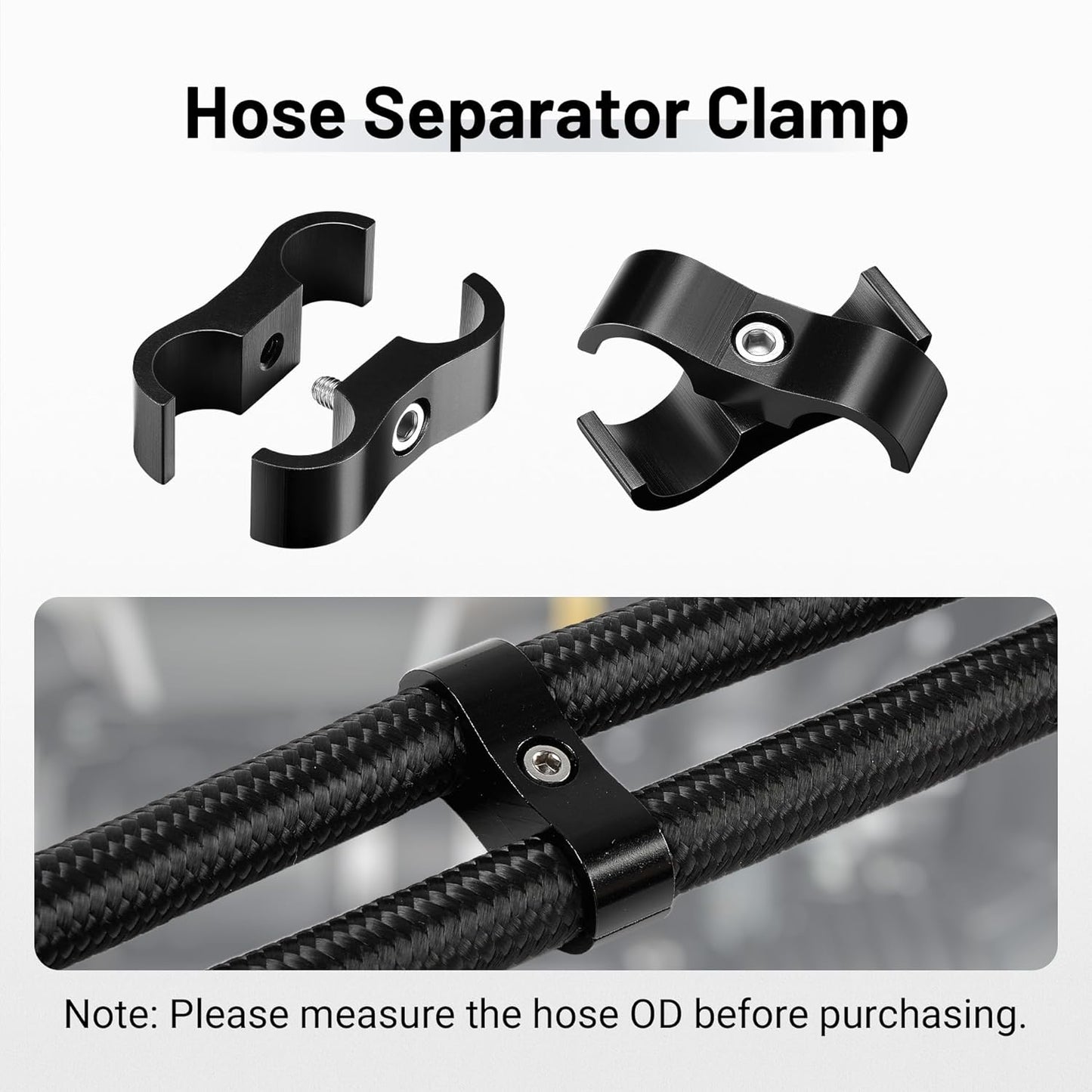 6AN Hose Separator Clamp, AN6 Fuel Line Mounting Clamp Aluminum Black 4PCS V1258-DP02-WO-807