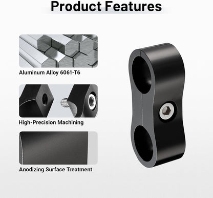 6AN Hose Separator Clamp, AN6 Fuel Line Mounting Clamp Aluminum Black 4PCS V1258-DP02-WO-807