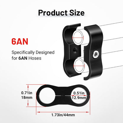 6AN Hose Separator Clamp, AN6 Fuel Line Mounting Clamp Aluminum Black 4PCS V1258-DP02-WO-807