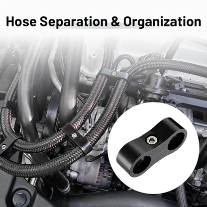 6AN Hose Separator Clamp, AN6 Fuel Line Mounting Clamp Aluminum Black 4PCS V1258-DP02-WO-807