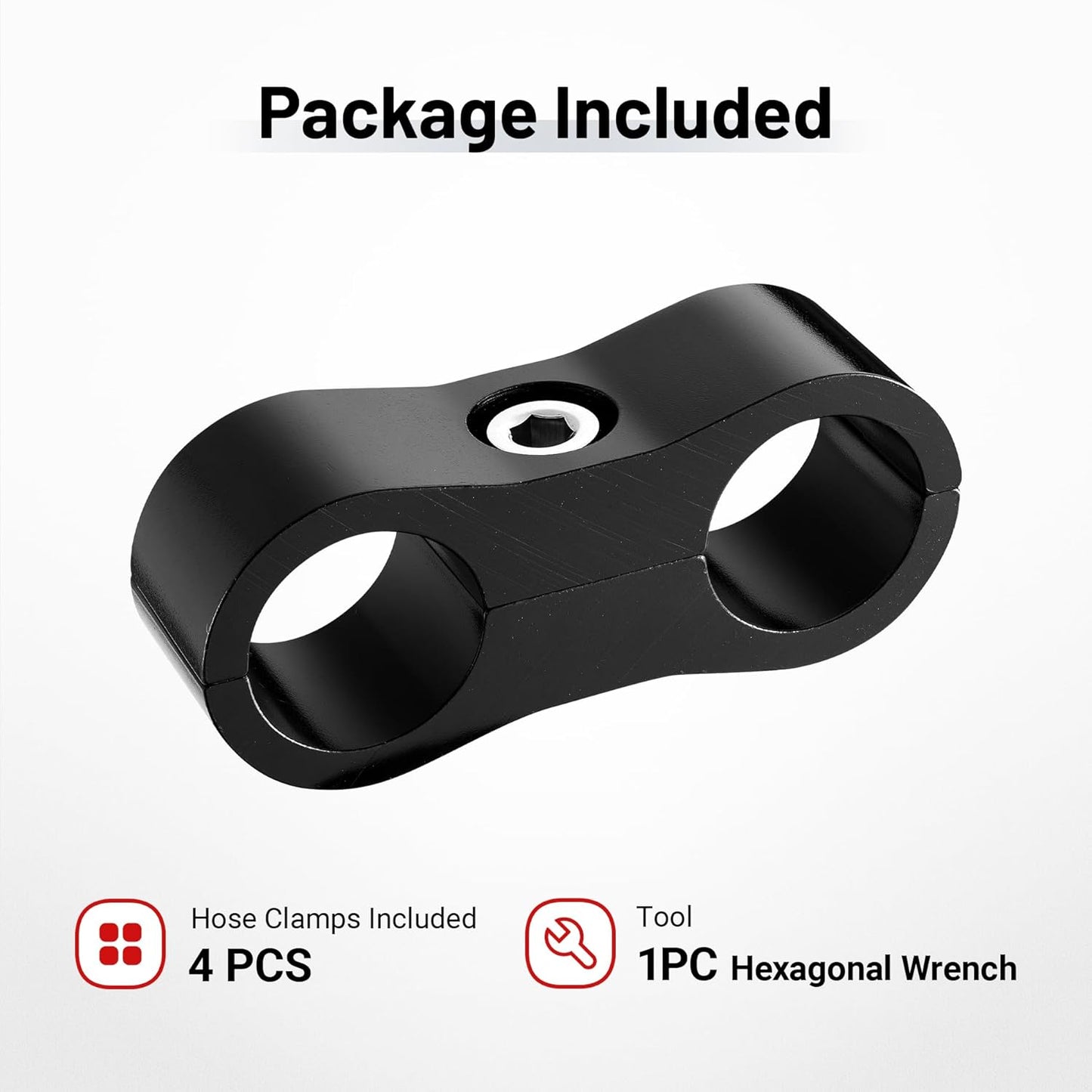 6AN Hose Separator Clamp, AN6 Fuel Line Mounting Clamp Aluminum Black 4PCS V1258-DP02-WO-807