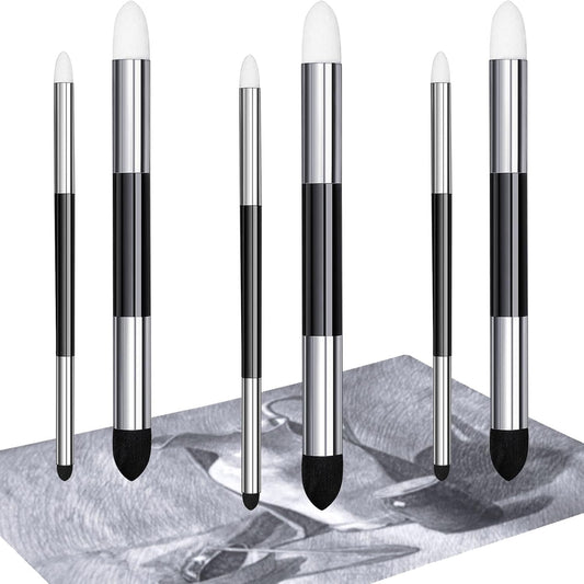 6 Pcs Blending Sponge Pen Double Headed Rub and Buff Washable Sketch Rubbing Sponge Brush Wipe Reusable V1258-DP02-WO-815