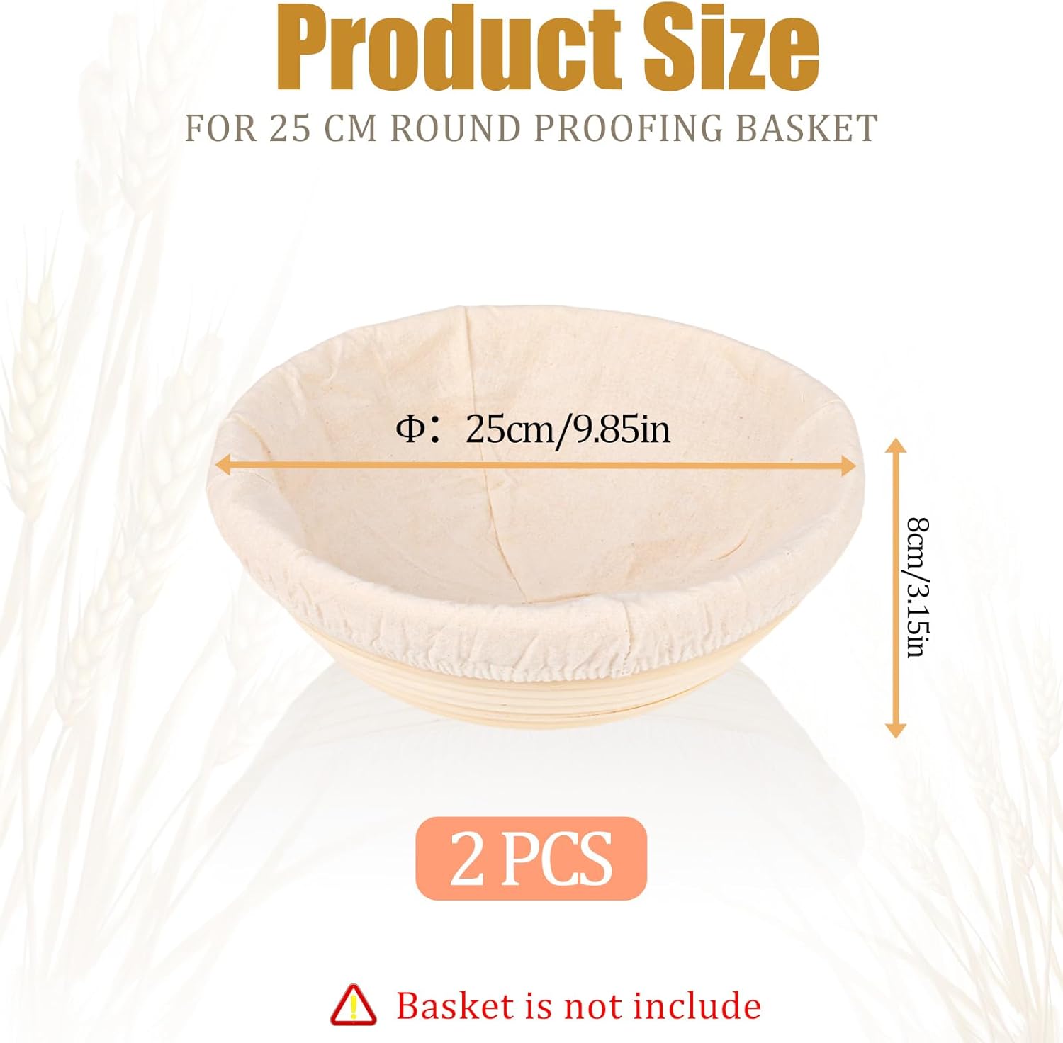 2 Pcs Bread Proofing Basket Cloth Liner Baking Dough Basket Cover Natural Rattan Banneton Proofing Cloth for V1258-DP02-WO-817