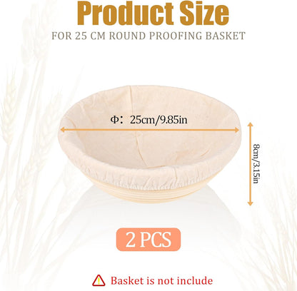 2 Pcs Bread Proofing Basket Cloth Liner Baking Dough Basket Cover Natural Rattan Banneton Proofing Cloth for V1258-DP02-WO-817
