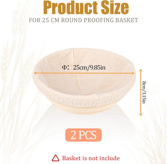 2 Pcs Bread Proofing Basket Cloth Liner Baking Dough Basket Cover Natural Rattan Banneton Proofing Cloth for V1258-DP02-WO-817