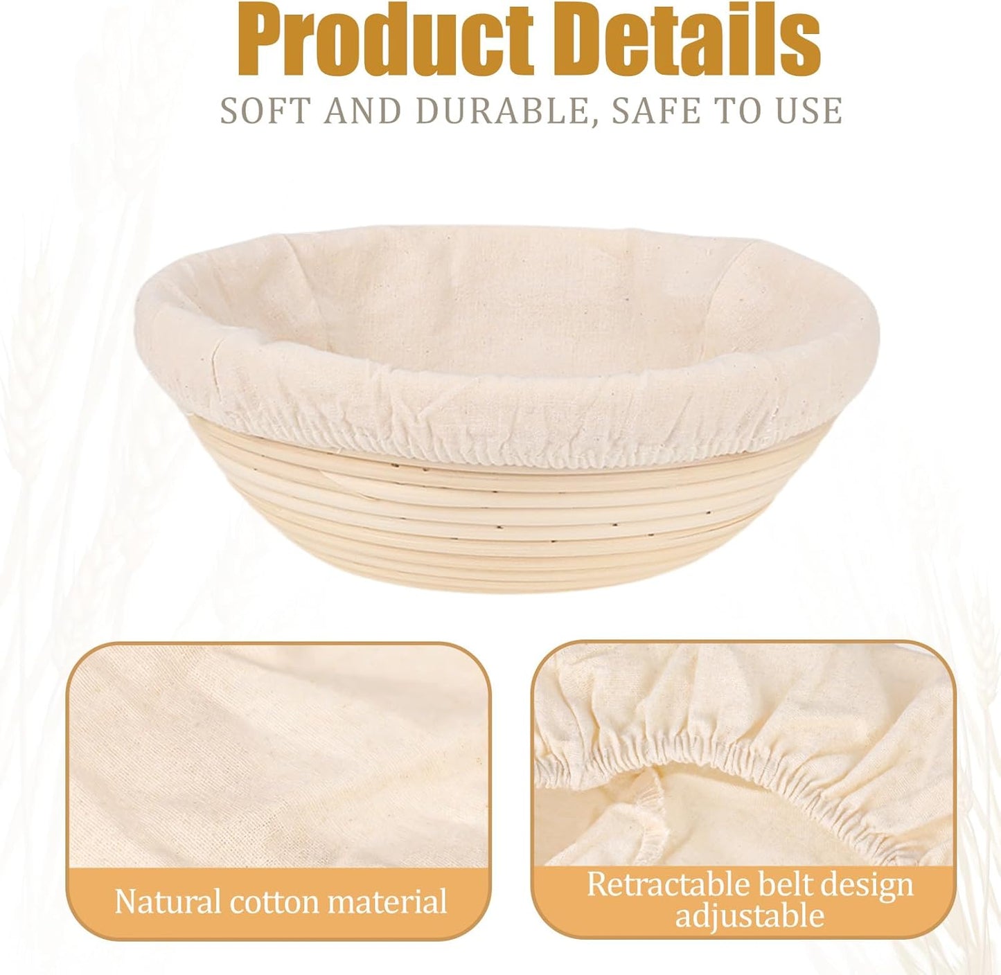 2 Pcs Bread Proofing Basket Cloth Liner Baking Dough Basket Cover Natural Rattan Banneton Proofing Cloth for V1258-DP02-WO-817