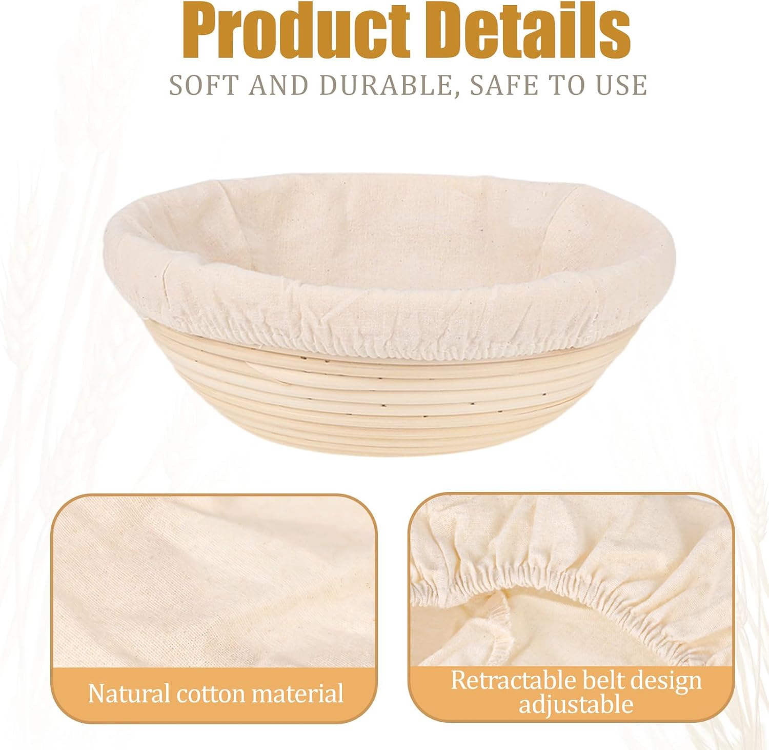 2 Pcs Bread Proofing Basket Cloth Liner Baking Dough Basket Cover Natural Rattan Banneton Proofing Cloth for V1258-DP02-WO-817