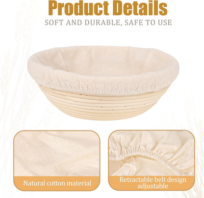 2 Pcs Bread Proofing Basket Cloth Liner Baking Dough Basket Cover Natural Rattan Banneton Proofing Cloth for V1258-DP02-WO-817