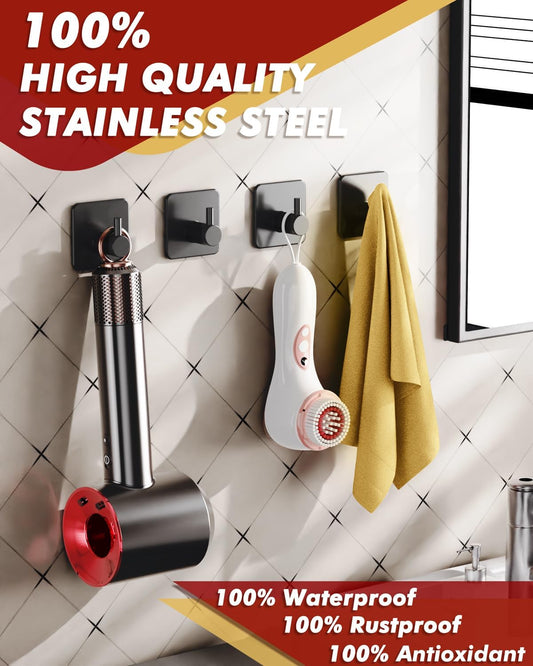 Adhesive Hooks Heavy Duty 22lb(Max) Towel Hooks for Shower, 5 Pack Self Adhesive Damage Free Wall Hooks, V1258-DP02-WO-822