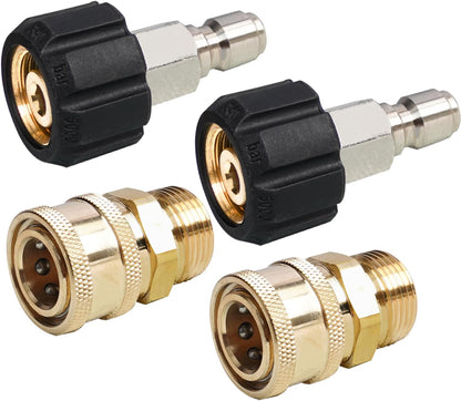 Pressure Washer Quick Connect Fittings, M22 14mm to 3/8 Inch Quick Connector Power Washer Adapter, 2 Set V1258-DP02-WO-831