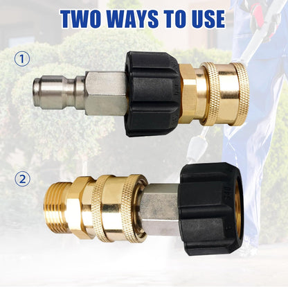 Pressure Washer Quick Connect Fittings, M22 14mm to 3/8 Inch Quick Connector Power Washer Adapter, 2 Set V1258-DP02-WO-831