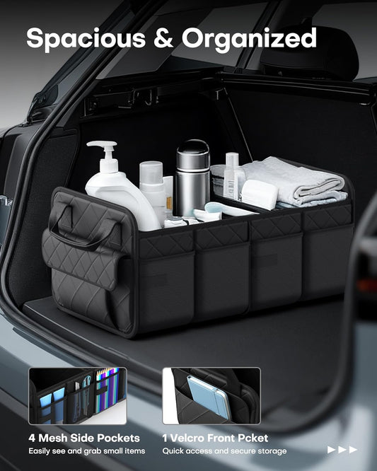 Trunk Organizer for SUV - Foldable & Portable Car Organizers and Storage with 2 Compartments, Large Capacity V1258-DP02-WO-836