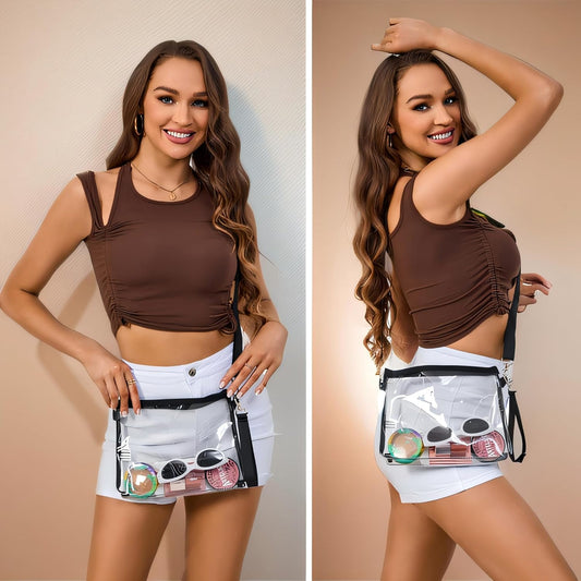 Clear Bag for Stadium Events, Clear Purse with Detachable Strap, Sports fan Handbag Purses for Game Day and V1258-DP02-WO-837