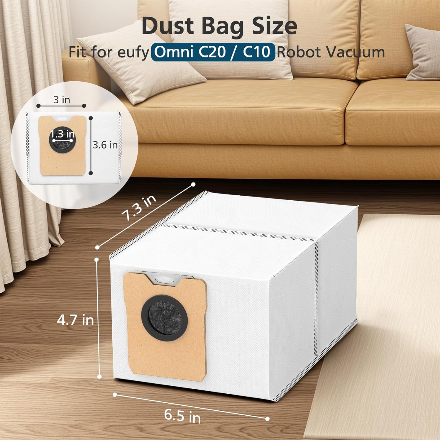 18 pcs Dust Bags for eufy Omni C20 C10 Robot Vacuum, 3.6L Large Capacity Replacement Bags with 3-Layer V1258-DP02-WO-840