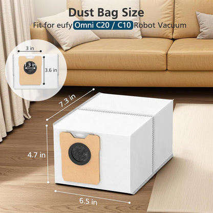 18 pcs Dust Bags for eufy Omni C20 C10 Robot Vacuum, 3.6L Large Capacity Replacement Bags with 3-Layer V1258-DP02-WO-840