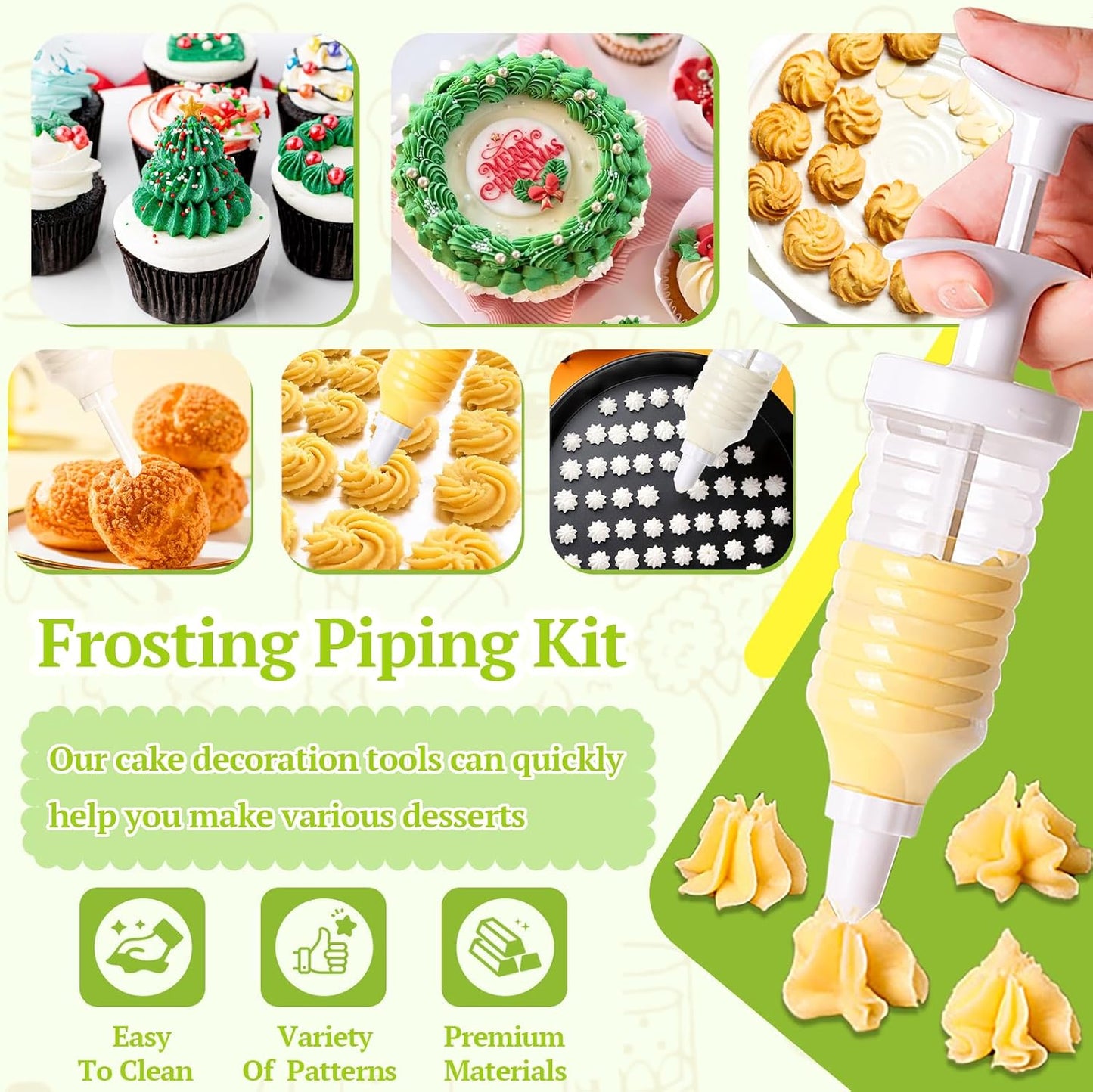 Cake Decorating Gun, Cupcake Icing Piping Kit, Cake Decorating Kit with 8 Piping Tips, Cupcake V1258-DP02-WO-85