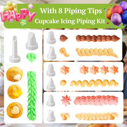 Cake Decorating Gun, Cupcake Icing Piping Kit, Cake Decorating Kit with 8 Piping Tips, Cupcake V1258-DP02-WO-85