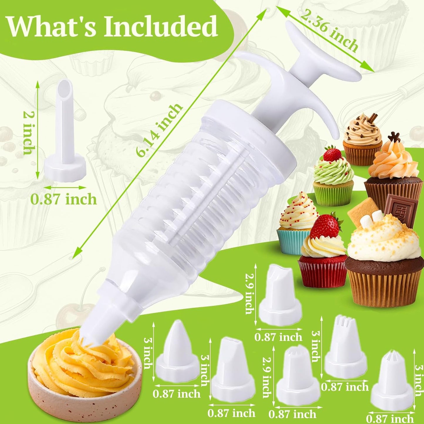 Cake Decorating Gun, Cupcake Icing Piping Kit, Cake Decorating Kit with 8 Piping Tips, Cupcake V1258-DP02-WO-85