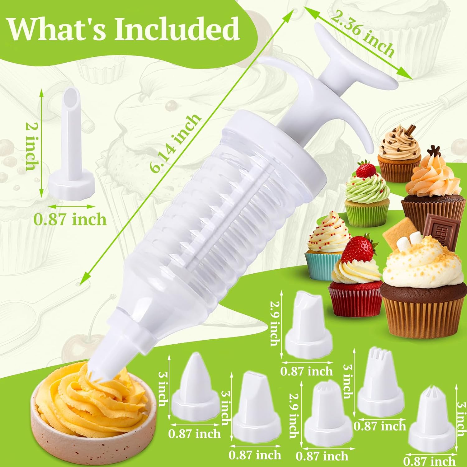 Cake Decorating Gun, Cupcake Icing Piping Kit, Cake Decorating Kit with 8 Piping Tips, Cupcake V1258-DP02-WO-85