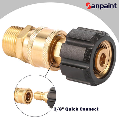 Pressure Washer Quick Connect Fittings, Quick Connect Kit M22 14mm to 3/8 Inch, 2 Pieces V1258-DP02-WO-851