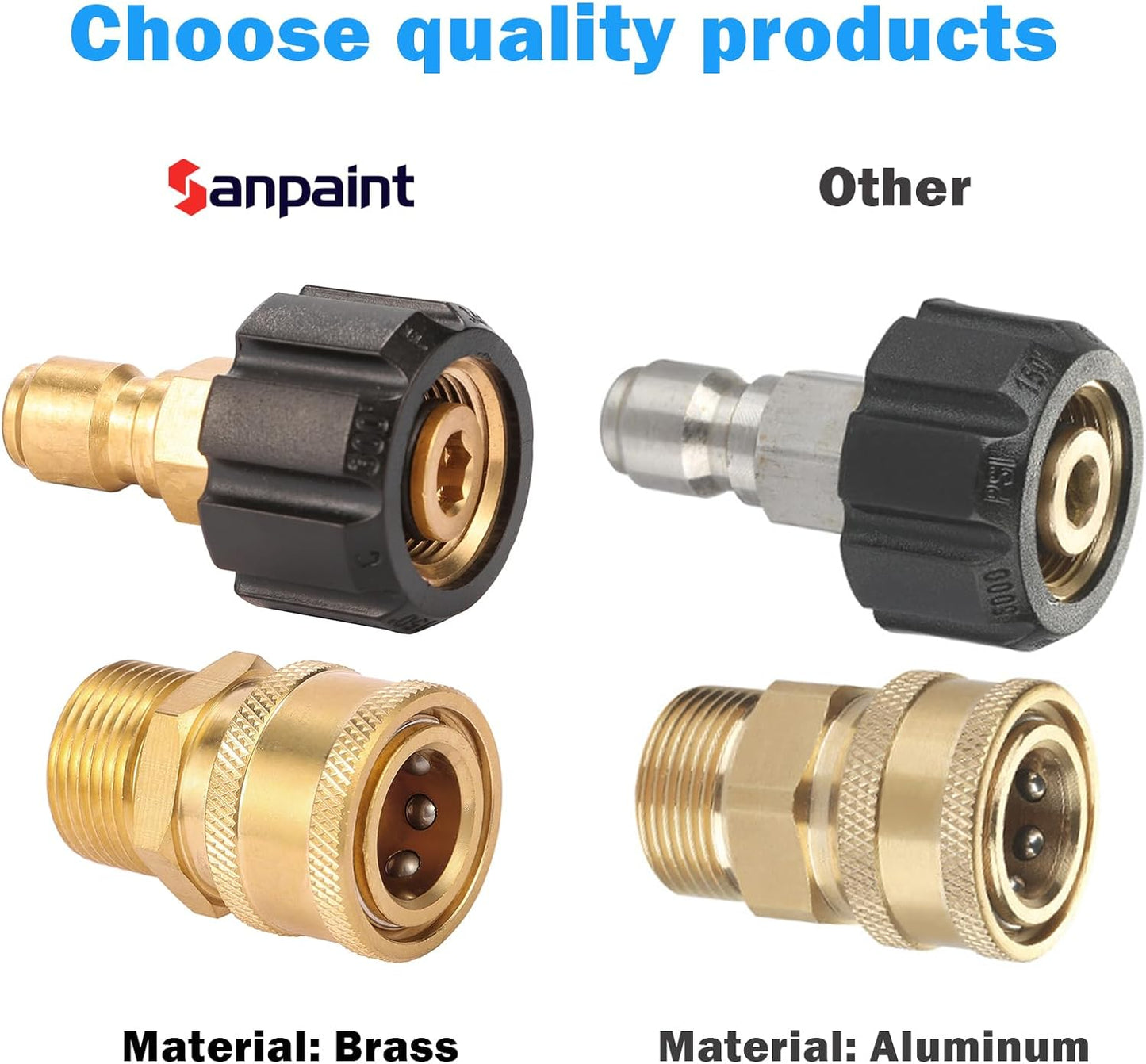 Pressure Washer Quick Connect Fittings, Quick Connect Kit M22 14mm to 3/8 Inch, 2 Pieces V1258-DP02-WO-851