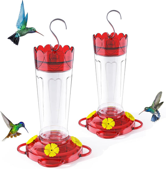 Plastic Hummingbird Feeder, 2-Pack 14 OZ Ant & Bee Proof Hummingbird Feeders for Outdoors Hanging, Leak-Proof V1258-DP02-WO-862
