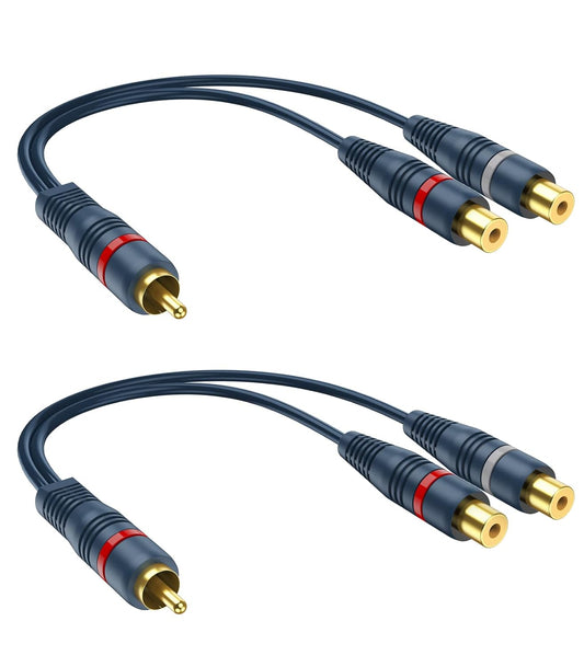 RCA Splitter 1 Male 2 Female 2 Pack, RCA Y Splitter Cable Audio Video Adapter Extension Cord 0.2m/8inch for V1258-DP02-WO-866