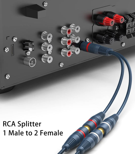 RCA Splitter 1 Male 2 Female 2 Pack, RCA Y Splitter Cable Audio Video Adapter Extension Cord 0.2m/8inch for V1258-DP02-WO-866