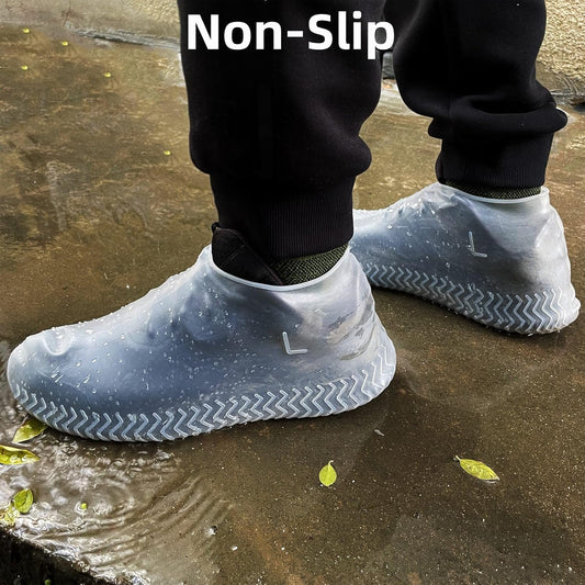 Waterproof Shoe Covers 2 Pairs,Rain Shoe Covers Reusable Silicone Non Slip Shoe Covers for Outdoor,Rain Shoe V1258-DP02-WO-868