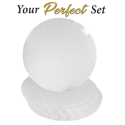 White Wraparound Cake Pastry Round Drum Board 1/4 Inch Thick, 12 Inch Diameter - Pack of 10 V1258-DP02-WO-871