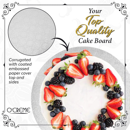 White Wraparound Cake Pastry Round Drum Board 1/4 Inch Thick, 12 Inch Diameter - Pack of 10 V1258-DP02-WO-871