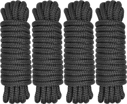 Boat Dock Lines 1/2" x 15' - Double Braided Nylon Boat Ropes for Docking with 12" Loop, Marine-Grade High V1258-DP02-WO-872