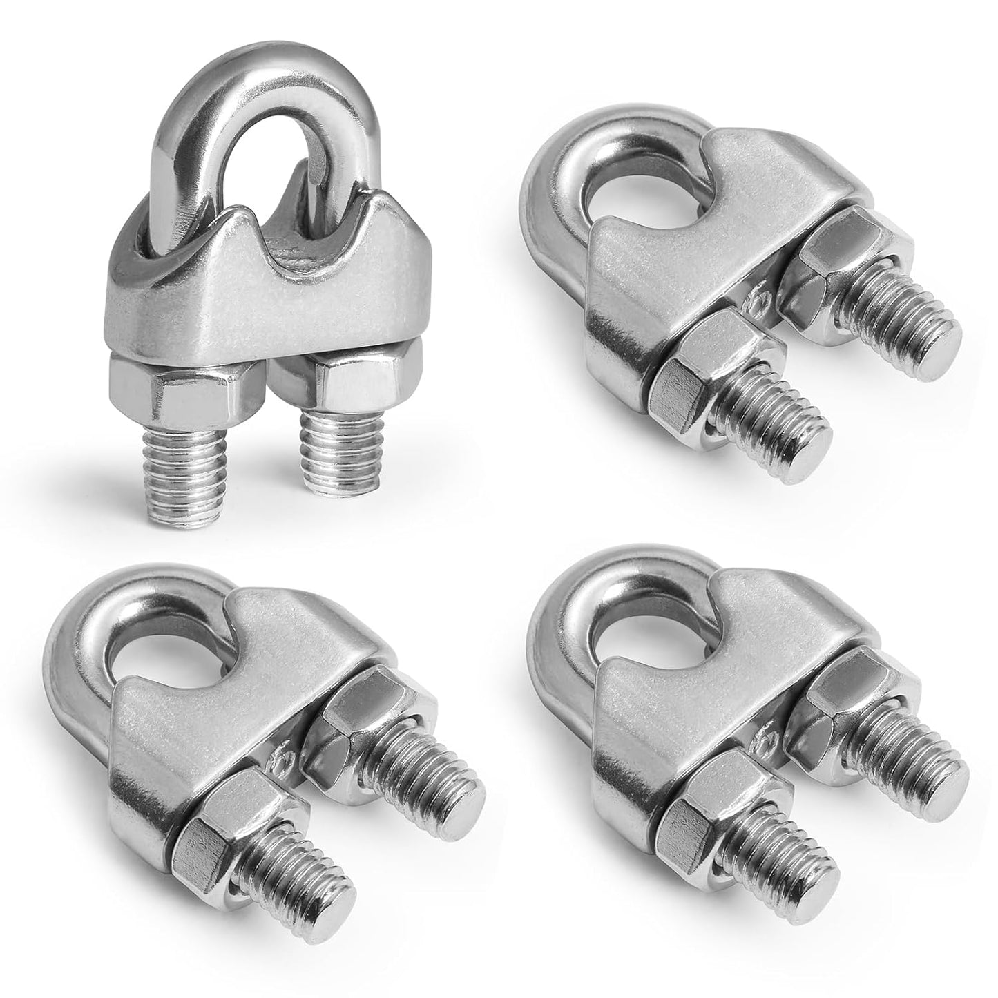 4pcs M6 Wire Rope Clamp, 1/4 inch Cable Clamps Stainless Steel Wire Rope Clips V1258-DP02-WO-875