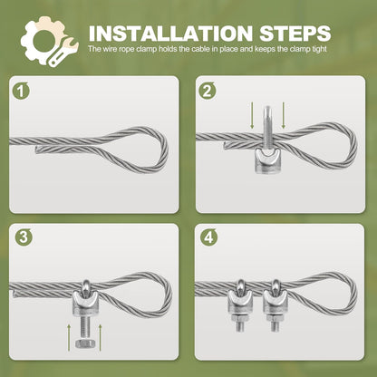4pcs M6 Wire Rope Clamp, 1/4 inch Cable Clamps Stainless Steel Wire Rope Clips V1258-DP02-WO-875