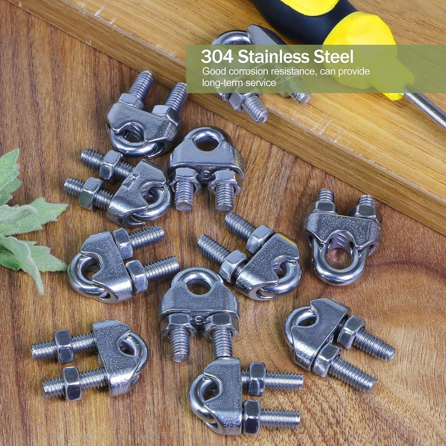 4pcs M6 Wire Rope Clamp, 1/4 inch Cable Clamps Stainless Steel Wire Rope Clips V1258-DP02-WO-875
