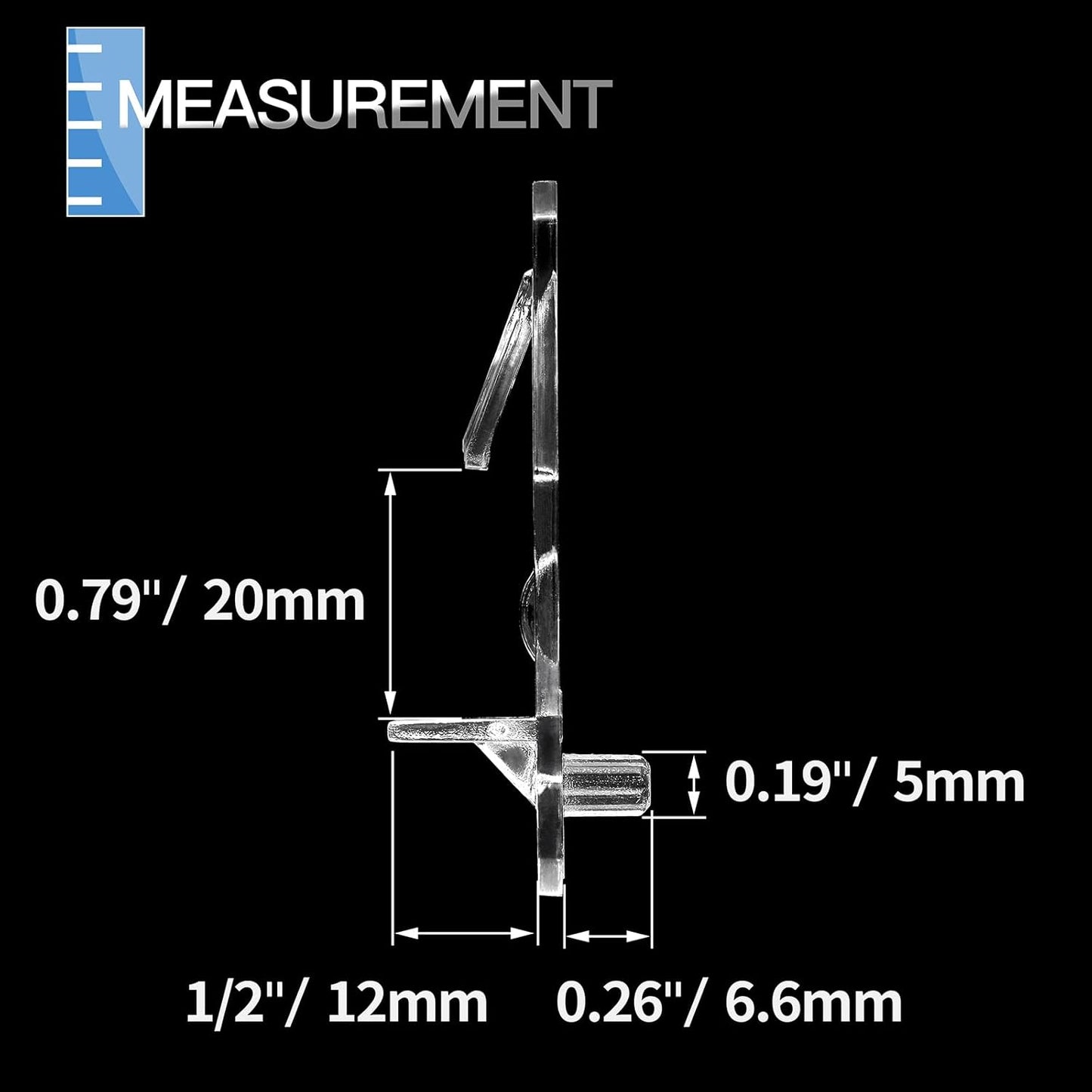 10pcs Locking Shelf Pins - 5mm Cabinet Shelf Pegs, Clear Plastic Shelf Clips for 3/4" Thick Board V1258-DP02-WO-877